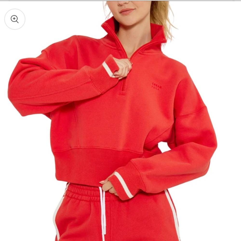 Vibrant Red Half-Zip Sweatshirt